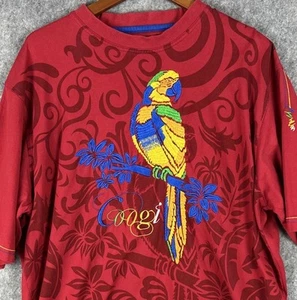 Coogi Shirt Mens XXL Red Beautiful Embroidered Parrot Hawaiian Tribal AOP Bird - Picture 1 of 13