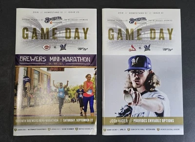 2018 Milwaukee Brewers Gameday Magazines Lot Of 2 Josh Hader Issue 1 & 25 MLB  - Image 1 of 4