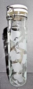Casino Poker Night Cylindrical Storage Jar Frosted Spades Diamonds Hearts Games - Picture 1 of 9