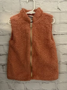 Little Lass Solid Pink Soft Vest Full Front Gold Zipper EUC Girl's Size 5 - Picture 1 of 6