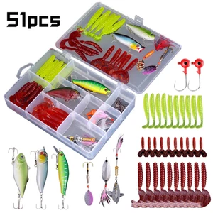 51Pcs Fishing Lures Kit Multifunction Topwater Bait Rigs Rust Proof Biomimetic F - Picture 1 of 12