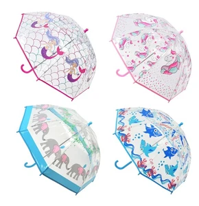 Children's Dome Umbrella Kids' Lightweight Transparent PVC Stick Brolly - Picture 1 of 18