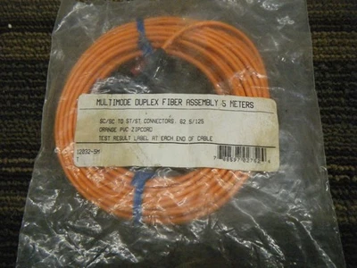 5M Multimode Duplex Orange Fiber Optic Cable SC/SC to ST/ST Connectors. 62.5/125 - Image 1 of 4