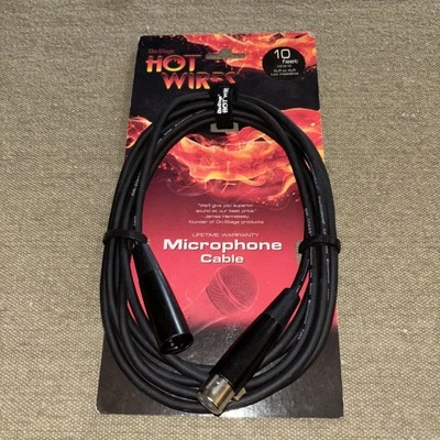 Cabo de microfone Hot Wires (10’ XLR-XLR) (MC12-10). Baixa impedância. Novo! - Imagem 1 de 3