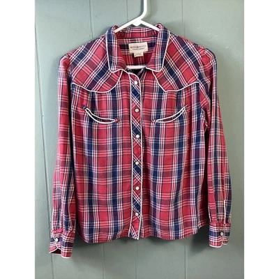 Ralph Lauren Denim & Supply Women’s S Flannel Plaid Western Pearl Snap Shirt - Image 1 of 4