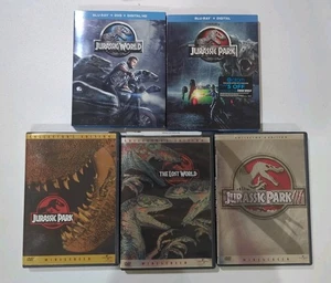 5 DVD/Blu Ray Lot: JURASSIC PARK 1-3 & WORLD 1 - Picture 1 of 1