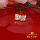 108Ct Cubic Zirconia 925 Yellow Sterling Silver Womens Hip Hop Square Earrings