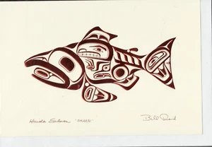 HAIDA - SALMON - Copper Embossed - by Bill Reid - 6" x 9" Art Card - Picture 1 of 1