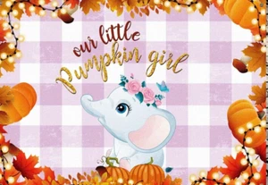 OUR LITTLE PUMPKIN GIRL Elephant Baby Girl Baby Shower Backdrop 60 x 80 #S43 - Picture 1 of 2