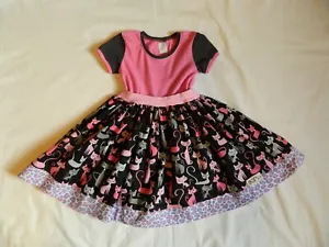 Vestito Bambina Tg 4T Tema Gatto K Pea Rosa Nero - Foto 1 di 5