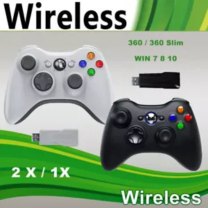 2X Wireless Controller For Microsoft Xbox 360 / 360 Slim / PC Windows 11/10/8/7 - Picture 1 of 25