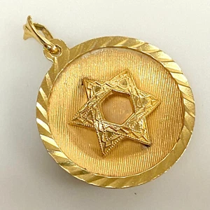 u960 Vintage 14K Yellow Gold Star of David Religious Jewish Charm Pendant - Picture 1 of 3