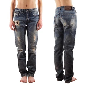 Dolce & Gabbana Vintage Women's Blue Distress Denim Boyfriend Jeans size 24 - Picture 1 of 12