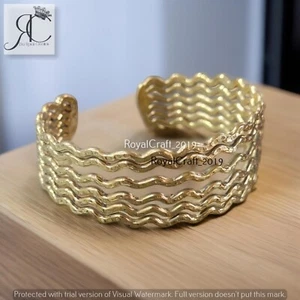 Messing Armreif Multi Roh Welle Armband Hart Verstellbar Fabrikat Klein bis Mittelgroß - Bild 1 von 4