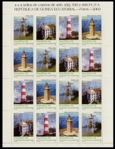 Guinea Ecuatorial 318/21 2003 Minihojita Faros lighthouse MNH - Imagen 1 de 1