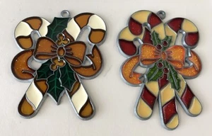 2 bastones de caramelo vintage con vidrieras de brillo 3"" x 4,5"" - Imagen 1 de 8