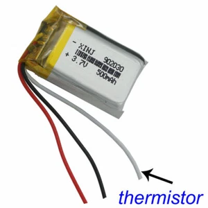 3.7V 500mAh 1.85Wh Rechargeable Li Battery 902030 Li-ion NTC Thermistor 3-Wires - Picture 1 of 3