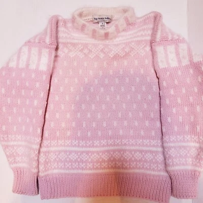 Vtg 80s Top Notch Knits Women's Small 100% Wool Ski Sweater Snowflake Pink - Image 1 of 4