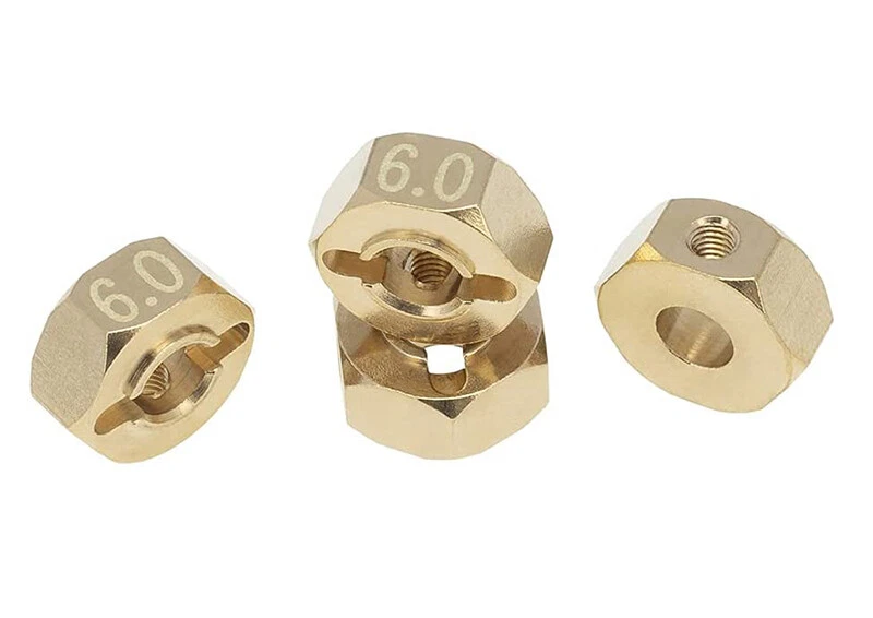 12mm Hex Wheel (4) Hub Brass 6mm Thick for Axial SCX-10, Wraith & CC01 Crawler - Image 1 of 1