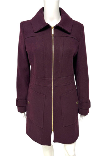 Cappotto anteriore MICHAEL Michael Kors donna misto lana cerniera bordeaux taglia S