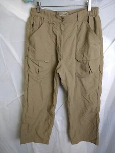 LL Bean Tropicwear Pants Womens Sz Small Tan Tech Cargo Outdoor Trail Gorpcore - Picture 1 of 7