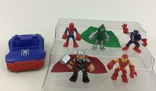 Superhero Squad Toy Figures and Car 6pc Lot Iron Man Spider Man Marvel A1 2010