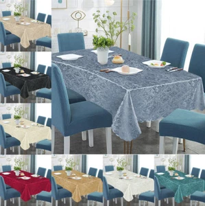 Table Cloth Wipe Clean Jacquard Tablecloth Cover Kitchen Dining Tableware - Picture 1 of 25