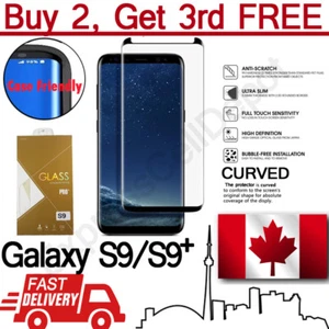 Protecteur d'écran en verre trempé incurvé convivial pour Samsung Galaxy S9 S9+ - Photo 1 sur 10