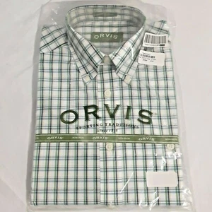 Orvis Herren Gr. Small Marine Grün Gelb Weiß Langarm Hemd Bügelfrei Neu - Bild 1 von 7