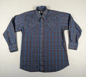 Vintage Panhandle Slim Shirt Mens Size XL 17 34 Blue Pearl Snap Cowboy Western - Picture 1 of 9