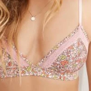 Aerie Shine Triangle Floral Bralette Womens Large - Pink Yellow Mesh Lace NEW - Picture 1 of 7