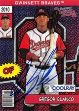 Gregor Blanco autographed baseball card (Gwinnett Braves) 2010 Choice Rookie #2