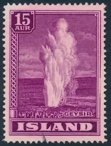 Iceland Scott 203/Facit 227, 15 aur red-violet Geysir, F-VF Used - Picture 1 of 1