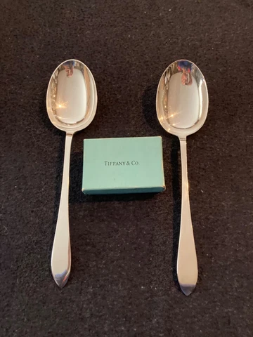 Tiffany & Co Sterling Silver FANEUIL MATCH SET OF 2 LARGE SERVING SPOONS NO MONO Cover
