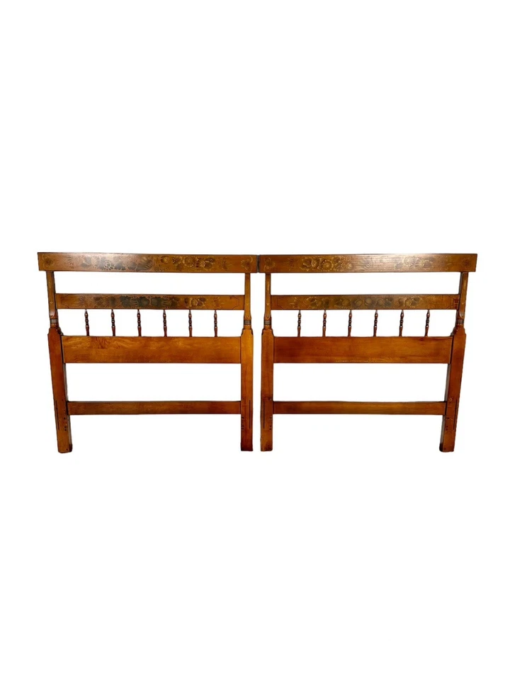 Cabeceros Hitchcock Vintage Doble Estampado Arce Sólido - Par Foto 1 de 4