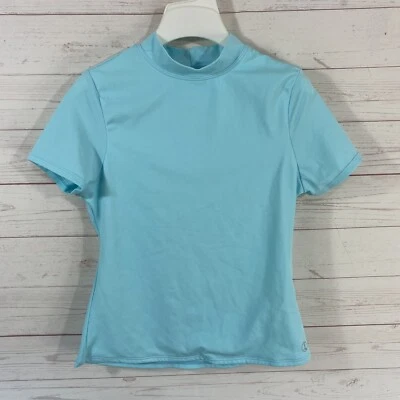 Lands End Kids Short Sleeve Rash Guard Swim Shirt L/14 Blue UPF 50+ Pullover - Image 1 of 4