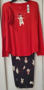 Hue Women's Beary Good Printed Pajama Set with Headband, Large - Picture 1 of 7