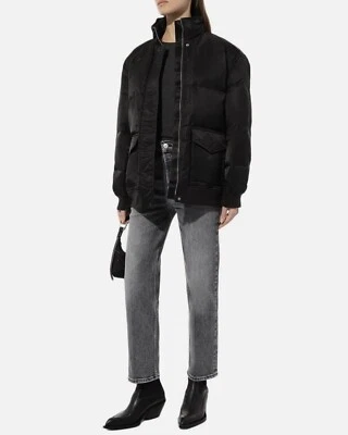 Theory Oversized Down Puffer Bomber Jacket Aero Nylon Black Size M/L - Image 1 of 4