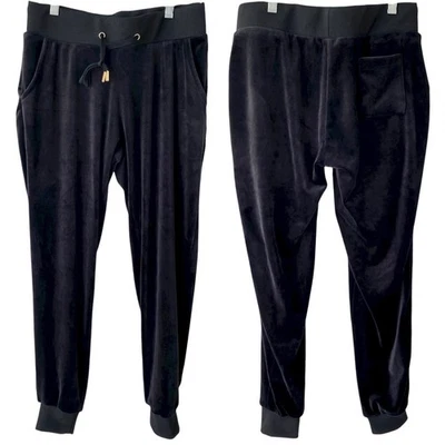 Pantalones Jogger de Terciopelo Negro Marca Blanca Nuevos sin Etiquetas Talla Pequeña Y2K Acogedores Suave Cálido Terciopelo Foto 1 de 2