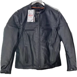 Milwaukee Leather Jacket Mens Large Black Sporty Motorcycle Vented Crossover - Picture 1 of 23