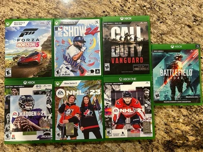 7 Xbox One Series X Spiele Lot (Forza 5, COD, MLB Show 24, Madden, NHL, BF2042) - Bild 1 von 2
