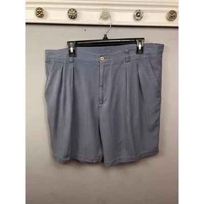 Pantalones Cortos Caribeños Para Hombres 38 Azul Seda Caminar Golf Informal Ropa Activa Plisada Foto 1 de 4