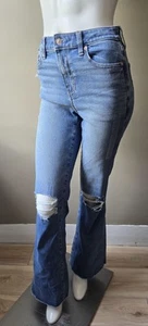 American Eagle Outfitters Super High-Rise Flare Jeans 2L Distressed Medium Wash - Picture 1 of 16