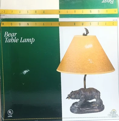 Rustic Mountain Bear Table Lamp Light 20" Brass Cabin Lodge Home Decor Open Box - Image 1 of 4
