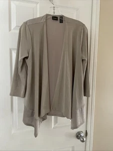 Chicos Travelers women Gorgeous Taupe   Open Front Beautiful Cardigan Sz 0 - Picture 1 of 3