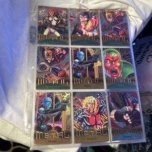 1995 Fleer Marvel Metal Silver Flashers Cards Hawkeye warlock, black widow - Foto 1 di 3
