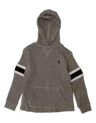 POLO RALPH LAUREN Boys Hooded Top Long Sleeve 4-5 Years Grey Cotton AO02 - Image 1 of 3