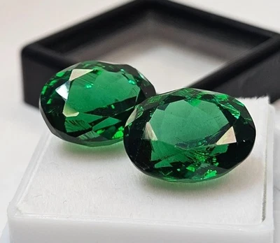 Oval Cut Pair Green Natural Tsavorite Garnet 20+ Ct Gemstone For Earrings Making Foto 1 de 4