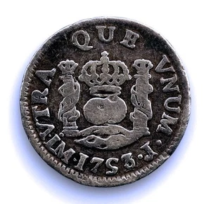 SC. Spain-Fernando VI. 1/2 Real "columnario" 1753/2 J. Lima. Plata 1,63 g. RARA - Imagen 1 de 3