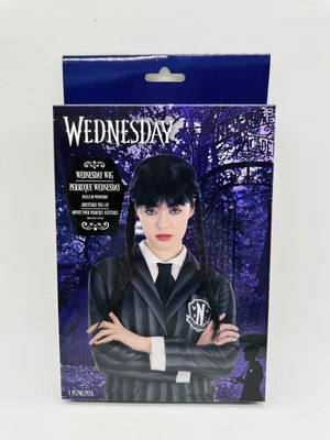 Peluca Disfraz Wednesday Addams Miércoles Serie de TV Netflix Halloween Nueva en Caja Foto 1 de 4
